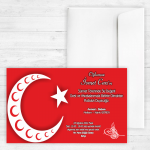 Türk Bayraklı Sünnet Davetiyesi