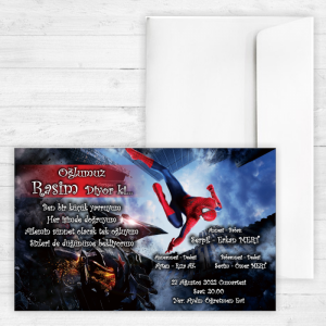 Spiderman Tasarımlı Sünnet Davetiyesi