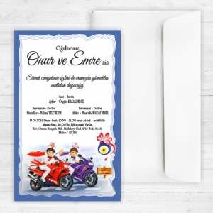 İki Motorsikletli Sünnet Davetiyesi