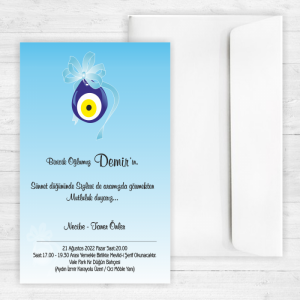 Büyük Nazar Boncuklu Sünnet Davetiyesi