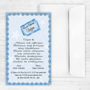 Kenarı Nazar Boncuklu Sünnet Davetiyesi