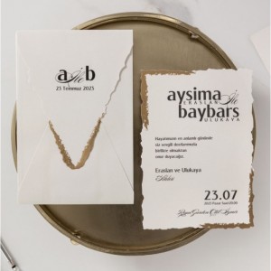 İç Kenarları Tırtıklı Yaldızlı Davetiye