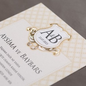 Sade Desenli Beyaz Zarflı Davetiye