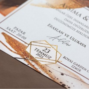 Çerçeveleri Suluboya Desenli Davetiye