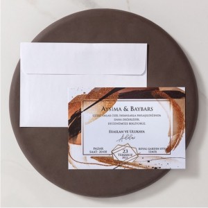 Çerçeveleri Suluboya Desenli Davetiye