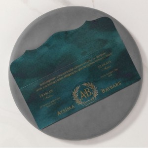 YALDIZ SÜSLEMELİ YEŞİL KATLANIR DAVETİYE