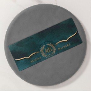 YALDIZ SÜSLEMELİ YEŞİL KATLANIR DAVETİYE