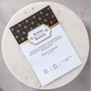 Siyah Beyaz Desenli Katlamalı Davetiye