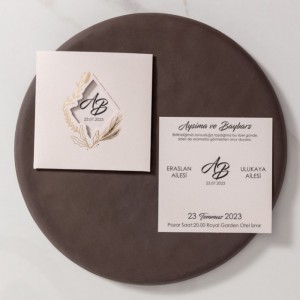 Krem Pencereli Zarflı Davetiye