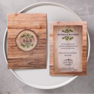ZARFI İÇİ AHŞAP GÖRÜNÜMLÜ DAVETİYE