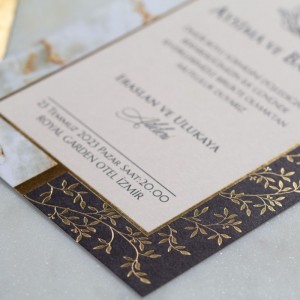 Zarfı İçi Mermer Desenli Davetiye