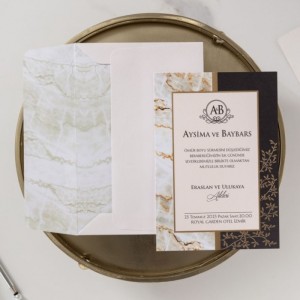 Zarfı İçi Mermer Desenli Davetiye