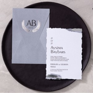 GRİ ZARFLI İÇİ ÖZEL KESİM DAVETİYE