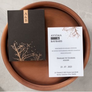 ZARFI İÇİ AĞAÇ FİGÜRLÜ DAVETİYE