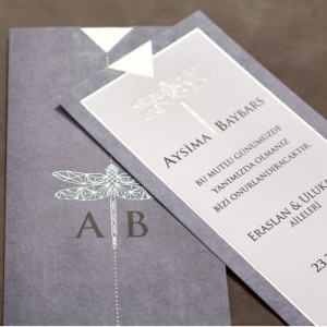 İNCE UZUN TASARIMLI GRİ DAVETİYE