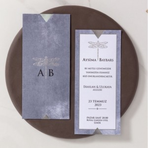 İNCE UZUN TASARIMLI GRİ DAVETİYE