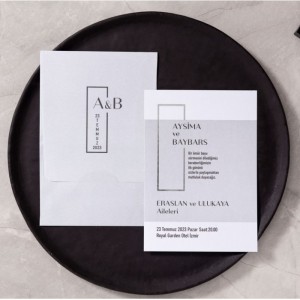 GRİ ZARFLI MODERN DAVETİYE