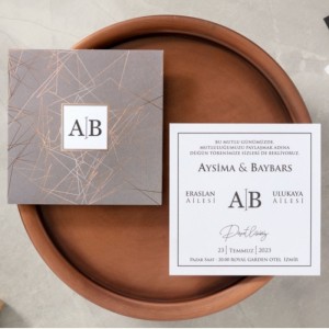 Yaldızlı Çizgisel Tasarımlı Modern Davetiye