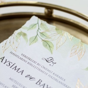 AÇIK YEŞİL ÇİÇEK KOMBİNLİ DAVETİYE