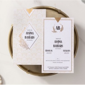 ZEMİNİ KREM DESENLİ PENCERELİ DAVETİYE