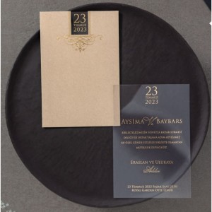 ZARFI TEN RENGİ ASETAT DAVETİYE