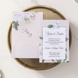 ZARFI İÇİ KOMBİN ÇİÇEKLİ DAVETİYE