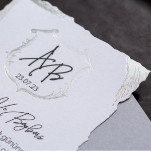 Gri Zarflı İçi Tırtıklı Kesim Davetiye