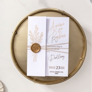 MÜHÜRLÜ BEYAZ ZARFLI ASETAT DAVETİYE