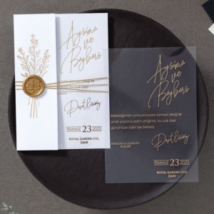 MÜHÜRLÜ BEYAZ ZARFLI ASETAT DAVETİYE