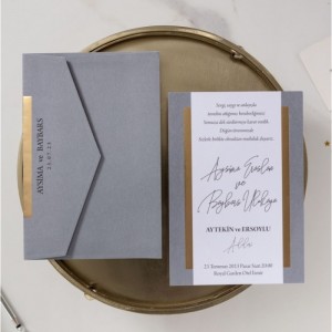 GRİ YALDIZ SÜSLEMELİ DAVETİYE