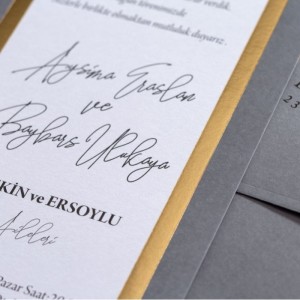 GRİ YALDIZ SÜSLEMELİ DAVETİYE