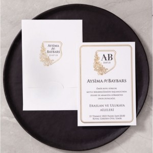 KREM SADE YALDIZ SÜSLEMELİ DAVETİYE