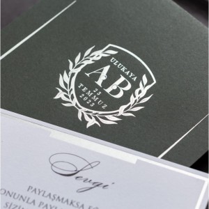 YEŞİL ZARFA YALDIZ SÜSLEMELİ DAVETİYE