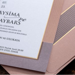 TEN RENGİ ZARFI YALDIZ BASKILI DAVETİYE