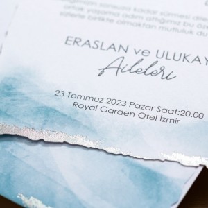 BULUT MAVİSİ KOMBİNLİ KARE DAVETİYE