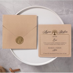 Ten Rengi Altın Etiketli Davetiye