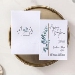 OKALİPTUS YAPRAKLI SADE DAVETİYE