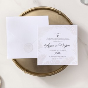 Sade Gri Etiketli Kare Davetiye