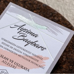 PEMBE ZARFLI İÇİ MODERN DAVETİYE