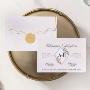 Altın Yaldız Oval Etiketli Davetiye