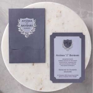 GRİ ZARFA YALDIZ FİGÜRLÜ DAVETİYE