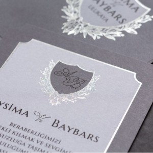 GRİ ZARFA YALDIZ FİGÜRLÜ DAVETİYE