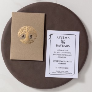 KRAFT ZARFA YALDIZLI SADE DAVETİYE