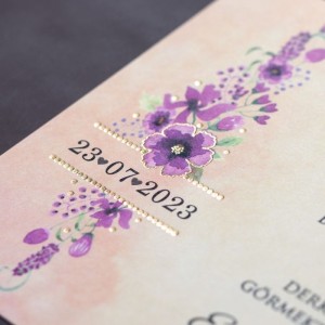 Eskitme Zeminli Mor Zarflı Davetiye