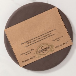 Desenli Kraft Kağıt Katlamalı Davetiye