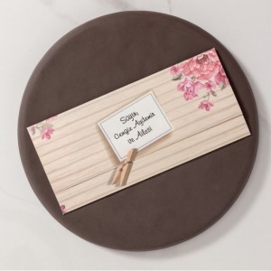 Takvimli Çiçekli Katlamalı Davetiye