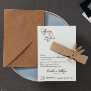 Buğday Figürlü Kuşaklı Davetiye