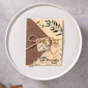 İçi Zeytin Yapraklı Dışı Kraft Davetiye