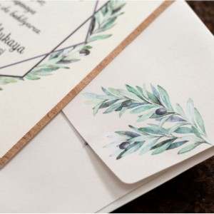 Zeytin Yaprağı Temalı Kare Davetiye