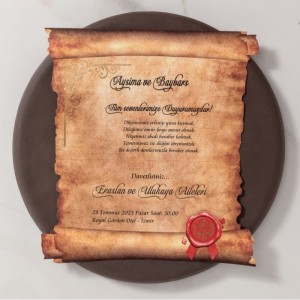 Ferman Şeklinde Mühür Görünümlü Davetiye